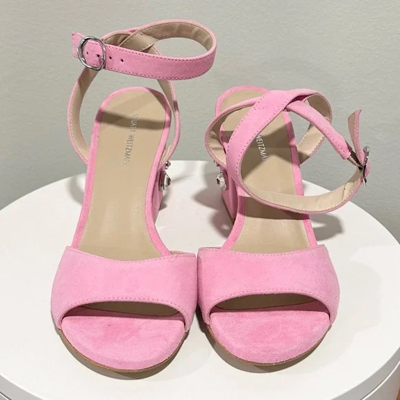 🌹STUART WEITZMAN 🌹 Allshine 75 Crystal-Embellished Suede Sandals Size: 6B - Picture 4 of 10